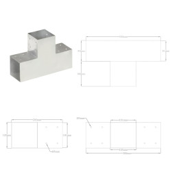 Connecteurs de poteau 4pcs Forme en T Métal galvanisé 101x101mm