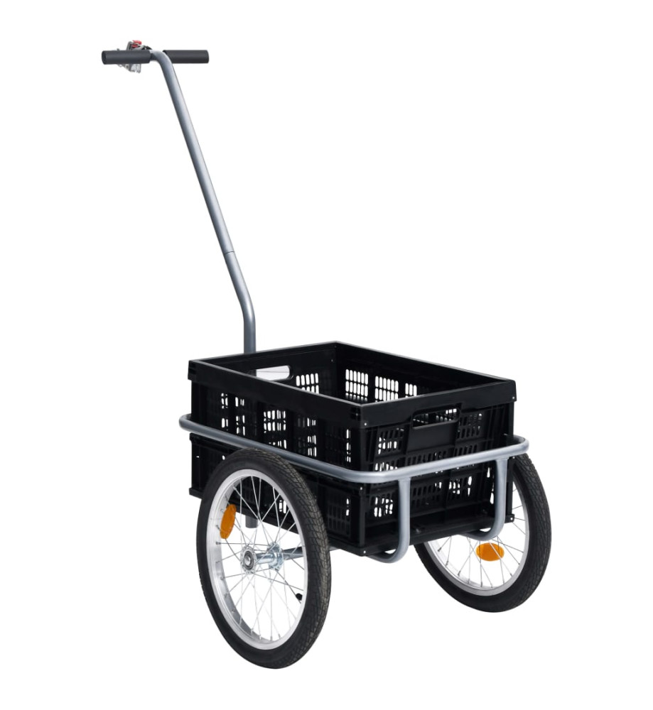 Remorque de vélo avec boîte de transport pliable 50L Noir 60 kg