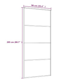 Porte coulissante Verre ESG dépoli et aluminium 90x205 cm Blanc