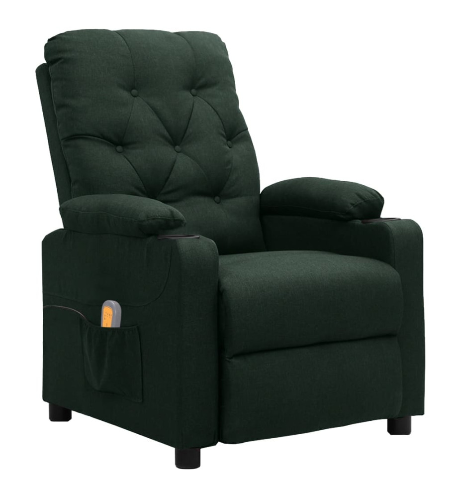 Fauteuil de massage Vert foncé Tissu