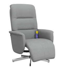 Fauteuil inclinable de massage et repose-pieds gris clair tissu