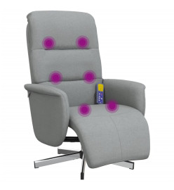 Fauteuil inclinable de massage et repose-pieds gris clair tissu