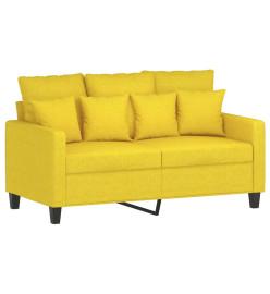 Ensemble de canapés 2 pcs avec coussins Jaune clair Tissu