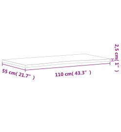 Dessus de bureau 110x(50-55)x2,5 cm bois massif de hêtre