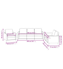 Ensemble de canapés 3 pcs avec coussins Cappuccino Similicuir