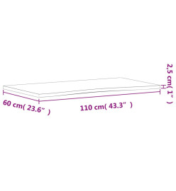 Dessus de bureau 110x(55-60)x2,5 cm bois massif de hêtre