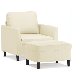 Fauteuil avec repose-pied Crème 60 cm Similicuir