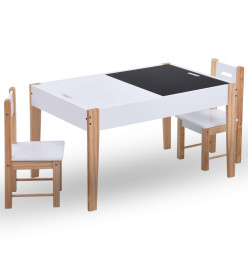 Ensemble de table et chaises pour enfants 3 pcs Noir et blanc