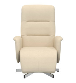 Fauteuil inclinable avec repose-pied crème tissu