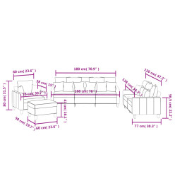 Ensemble de canapés 4 pcs avec coussins marron tissu