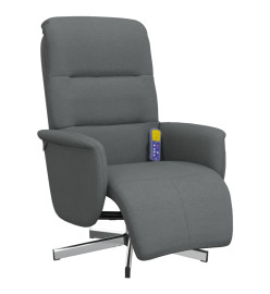 Fauteuil inclinable de massage et repose-pieds gris foncé tissu