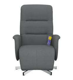 Fauteuil inclinable de massage et repose-pieds gris foncé tissu