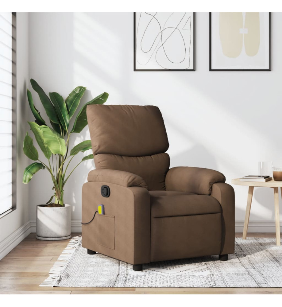 Fauteuil de massage inclinable Marron Tissu