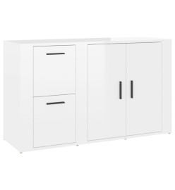 Buffet Blanc brillant 100x33x59,5 cm Bois d'ingénierie