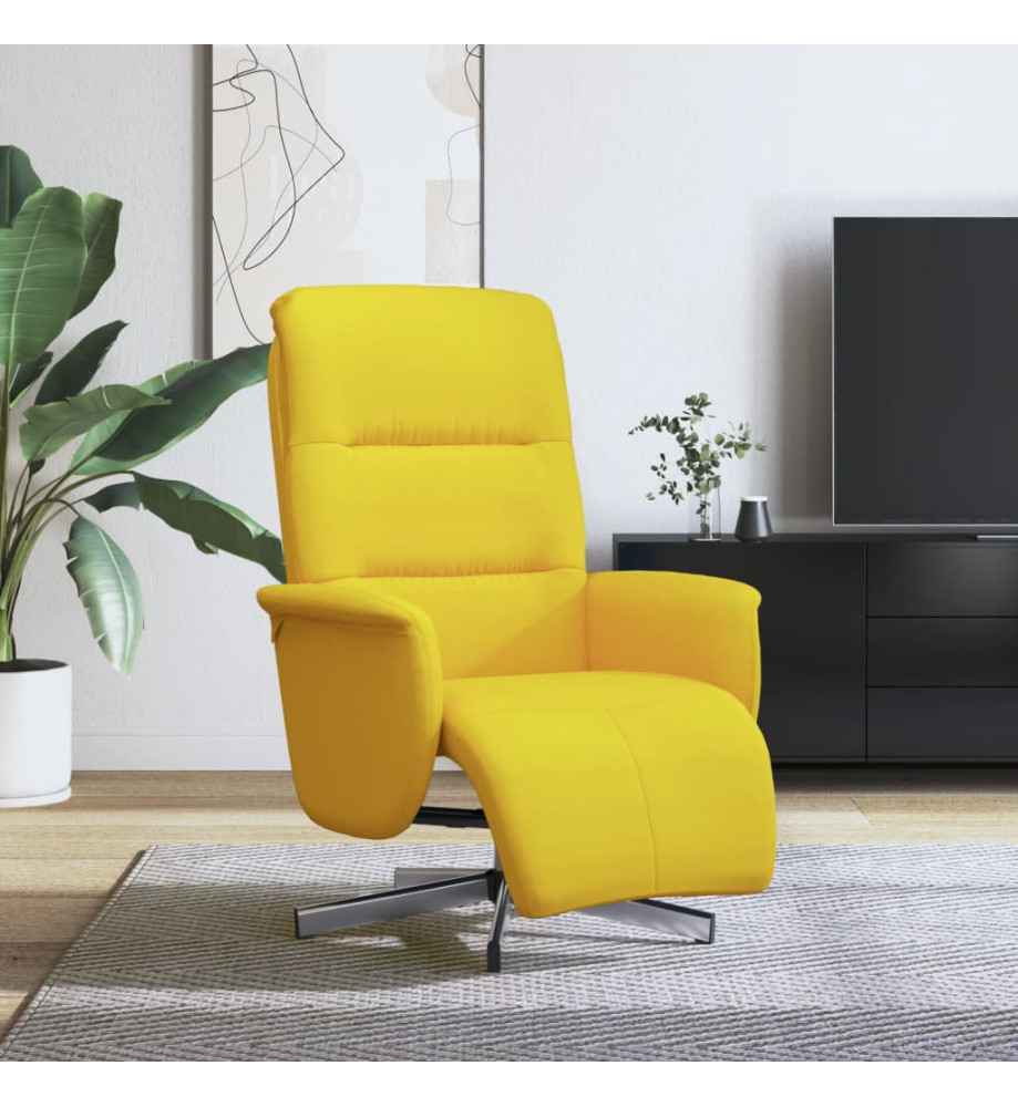 Fauteuil inclinable avec repose-pieds jaune clair tissu