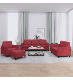 Ensemble de canapés 4 pcs et coussins Rouge bordeaux Similicuir