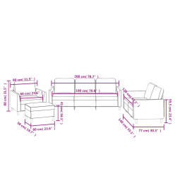 Ensemble de canapés 4 pcs et coussins Rouge bordeaux Similicuir