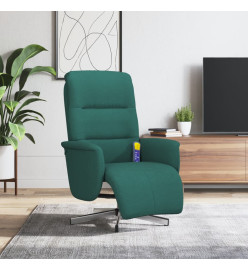 Fauteuil inclinable de massage et repose-pieds vert foncé tissu