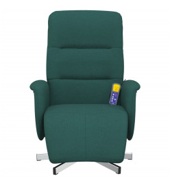 Fauteuil inclinable de massage et repose-pieds vert foncé tissu