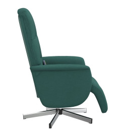 Fauteuil inclinable de massage et repose-pieds vert foncé tissu