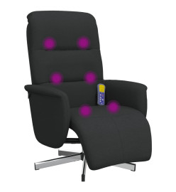 Fauteuil inclinable de massage avec repose-pieds noir tissu