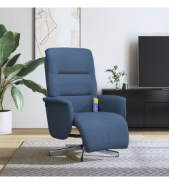 Fauteuil inclinable de massage avec repose-pieds bleu tissu