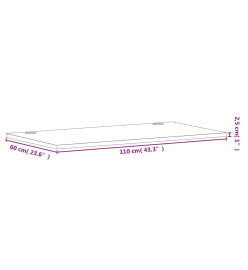 Dessus de bureau 110x60x2,5 cm bois massif de hêtre