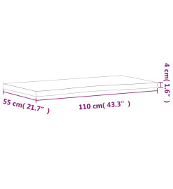 Dessus de bureau 110x(50-55)x4 cm bois massif de hêtre