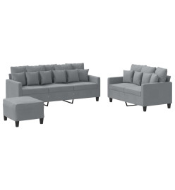 Ensemble de canapés 3 pcs avec coussins Gris clair Tissu