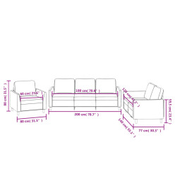 Ensemble de canapés 3 pcs avec coussins Gris Similicuir