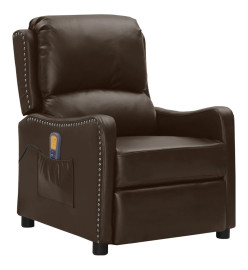 Fauteuil de massage marron similicuir brillant