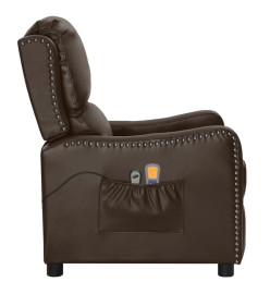 Fauteuil électrique de massage Marron Similicuir brillant