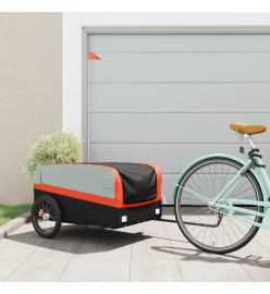 Remorque pour vélo noir et orange 45 kg fer