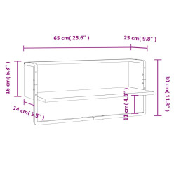 Étagère murale avec barre chêne marron 65x25x30 cm