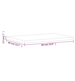 Comptoir de salle de bain 60x40x2,5 cm bois massif de hêtre