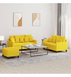 Ensemble de canapés 3 pcs avec coussins Jaune clair Tissu