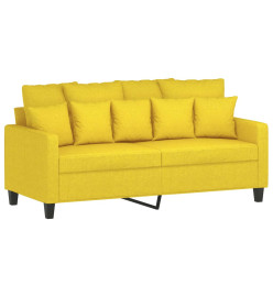 Ensemble de canapés 3 pcs avec coussins Jaune clair Tissu