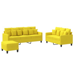 Ensemble de canapés 3 pcs avec coussins Jaune clair Tissu