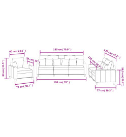 Ensemble de canapés 3 pcs avec coussins jaune clair tissu