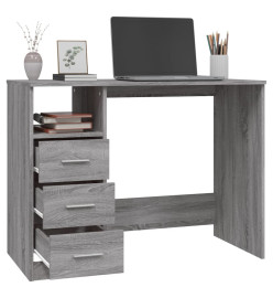 Bureau avec tiroirs Sonoma gris 102x50x76 cm Bois d'ingénierie