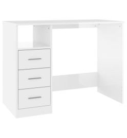 Bureau et tiroirs Blanc brillant 102x50x76 cm Bois d'ingénierie