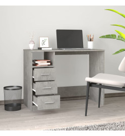 Bureau avec tiroirs Gris béton 102x50x76 cm Bois d'ingénierie