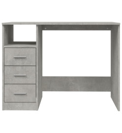 Bureau avec tiroirs Gris béton 102x50x76 cm Bois d'ingénierie