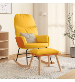 Chaise à bascule avec repose-pied Jaune moutarde Tissu