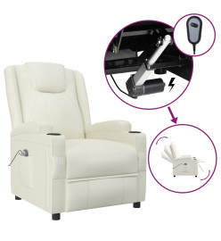 Fauteuil inclinable électrique Blanc crème Similicuir