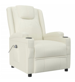 Fauteuil inclinable électrique Blanc crème Similicuir