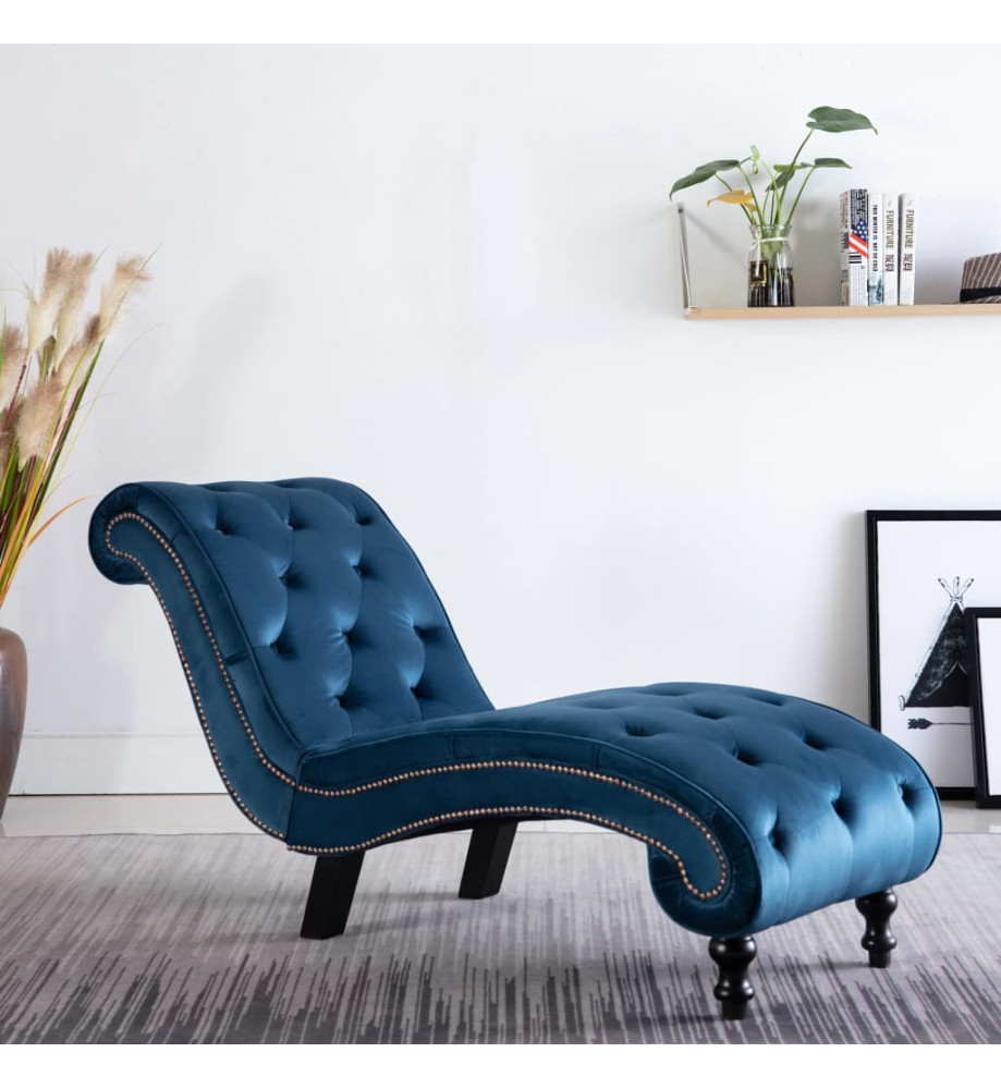 Chaise longue Bleu Velours