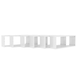 Étagères cube murales 6 pcs Blanc brillant 60x15x23cm Aggloméré