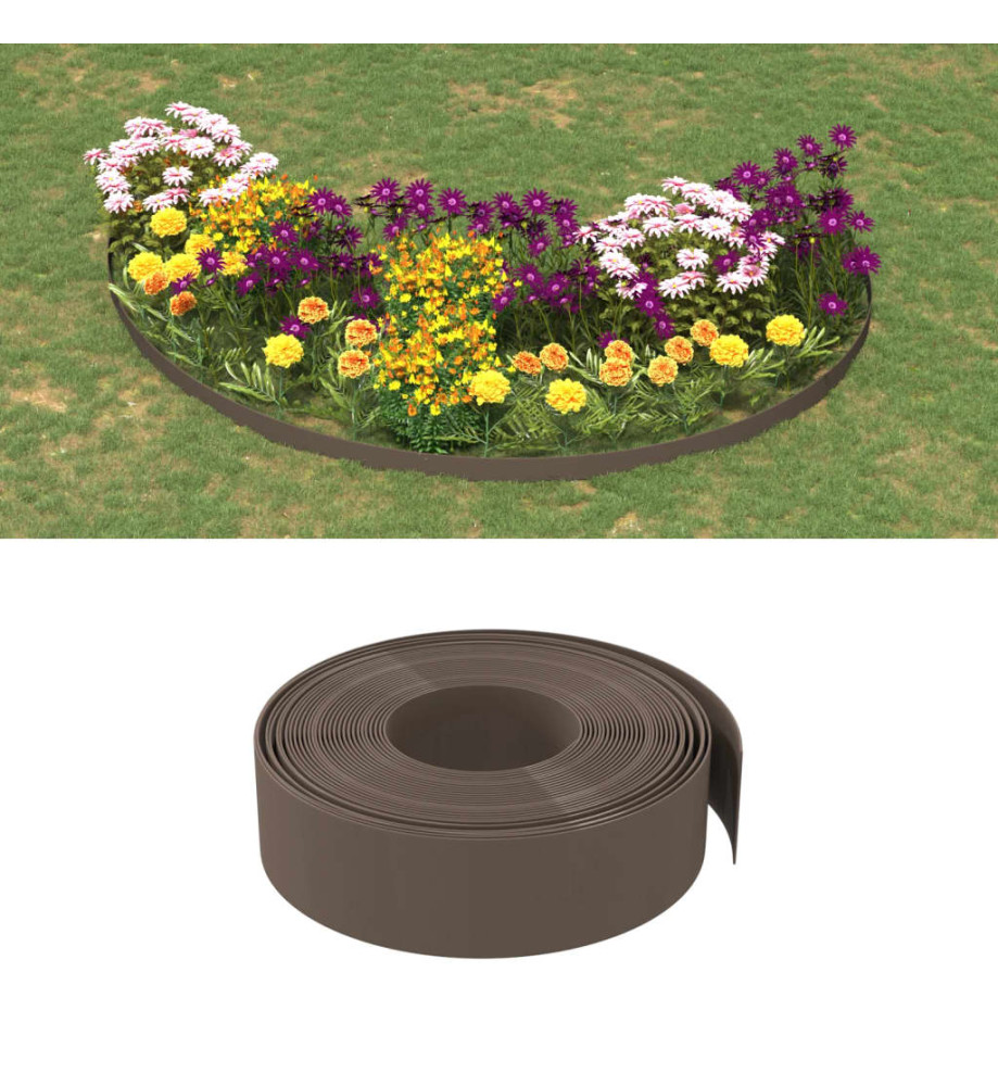 Bordures de jardin 2 pcs marron 10 m 15 cm polyéthylène