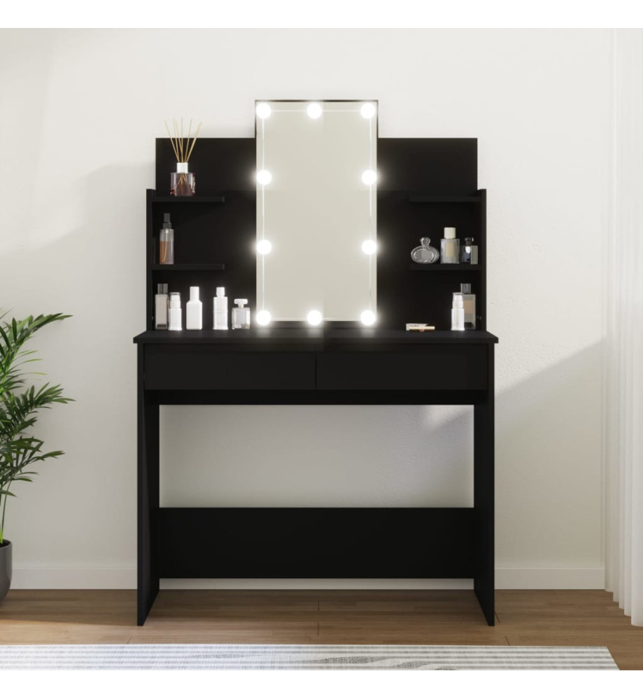 Coiffeuse avec LED Noir 96x40x142 cm